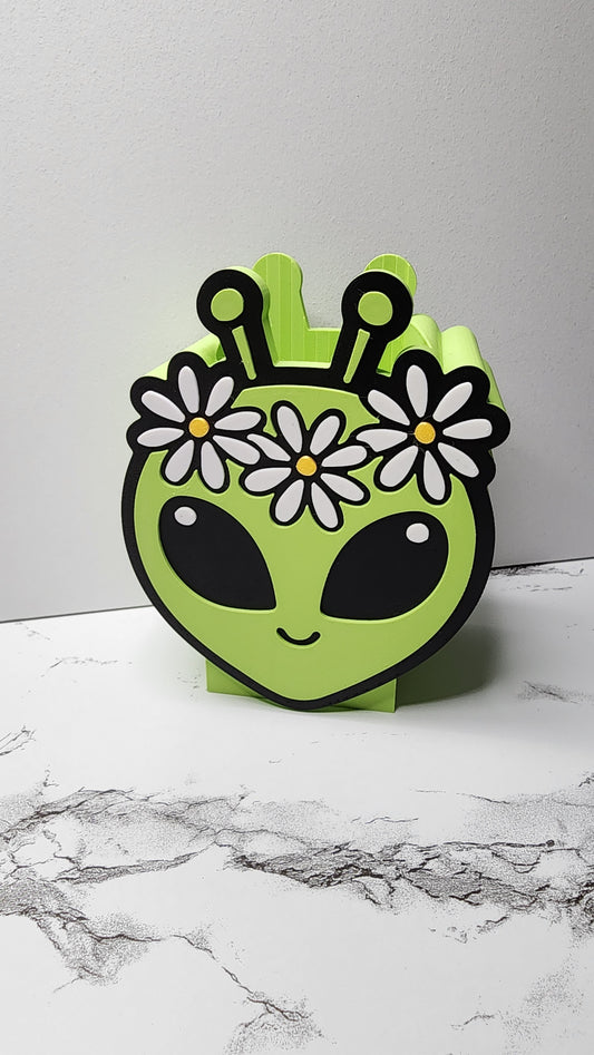 Green Alien With Flowers Bath & Body Foam Soap Holder